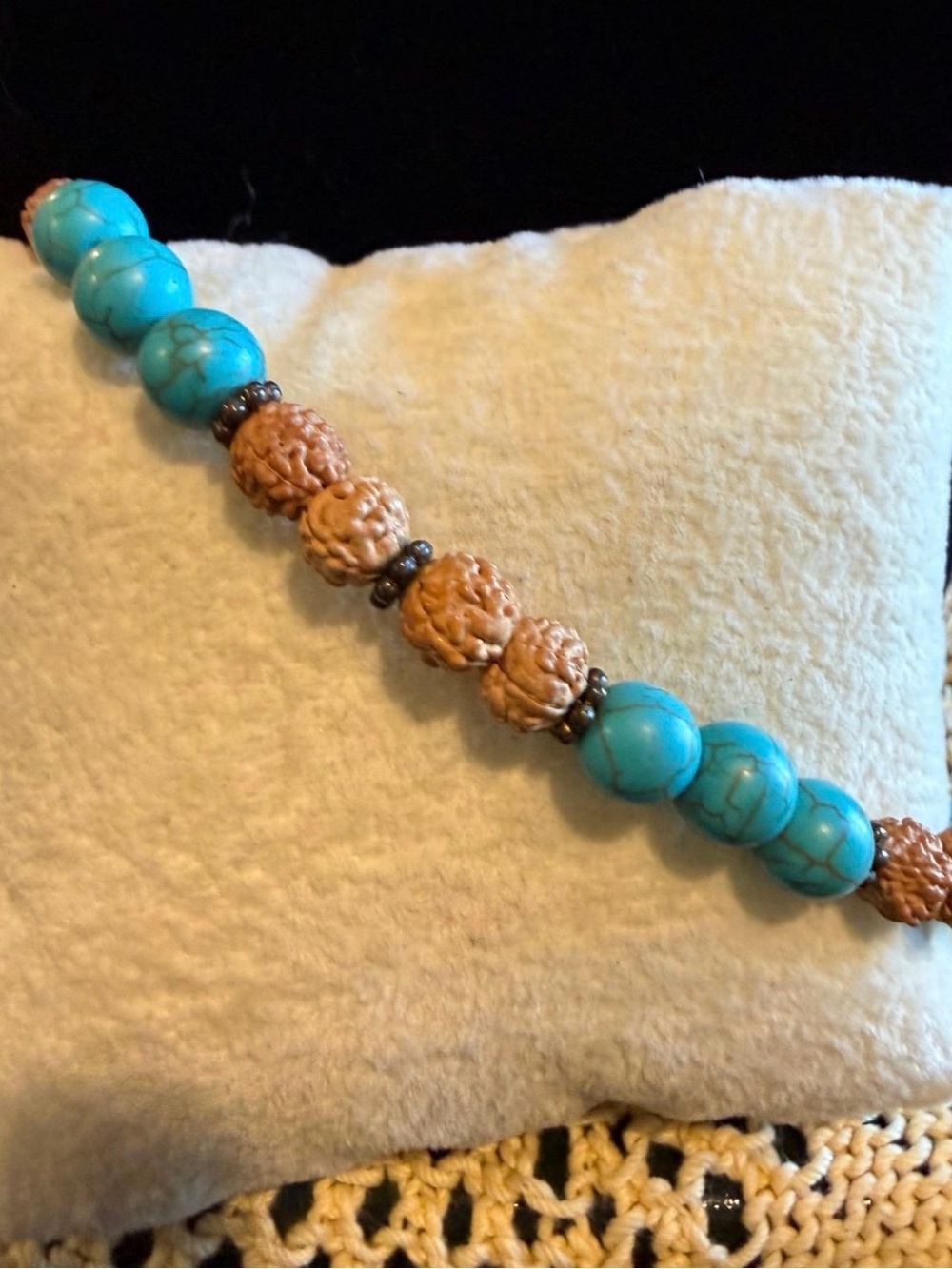 Turquoise and Tan Beaded Women's Bracelet